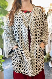 Ace and Jig Black and White Reversible Coat with Belt