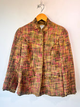 Philosophy Pink and Green Tweed Jacket with Detachable Leopard Collar