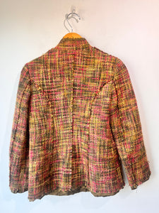 Philosophy Pink and Green Tweed Jacket with Detachable Leopard Collar