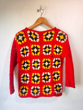 Ricardo Italy Red Granny Square Crochet Pullover Sweater