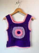 Purple and Pink Hand Crochet Pullover Vest