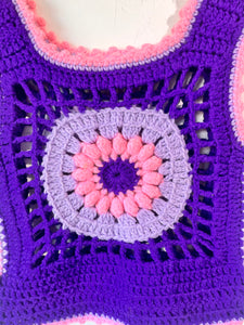 Purple and Pink Hand Crochet Pullover Vest