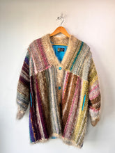 Nancy Paap Colorful Long Fiber Arts Sweater with Turquoise Lining