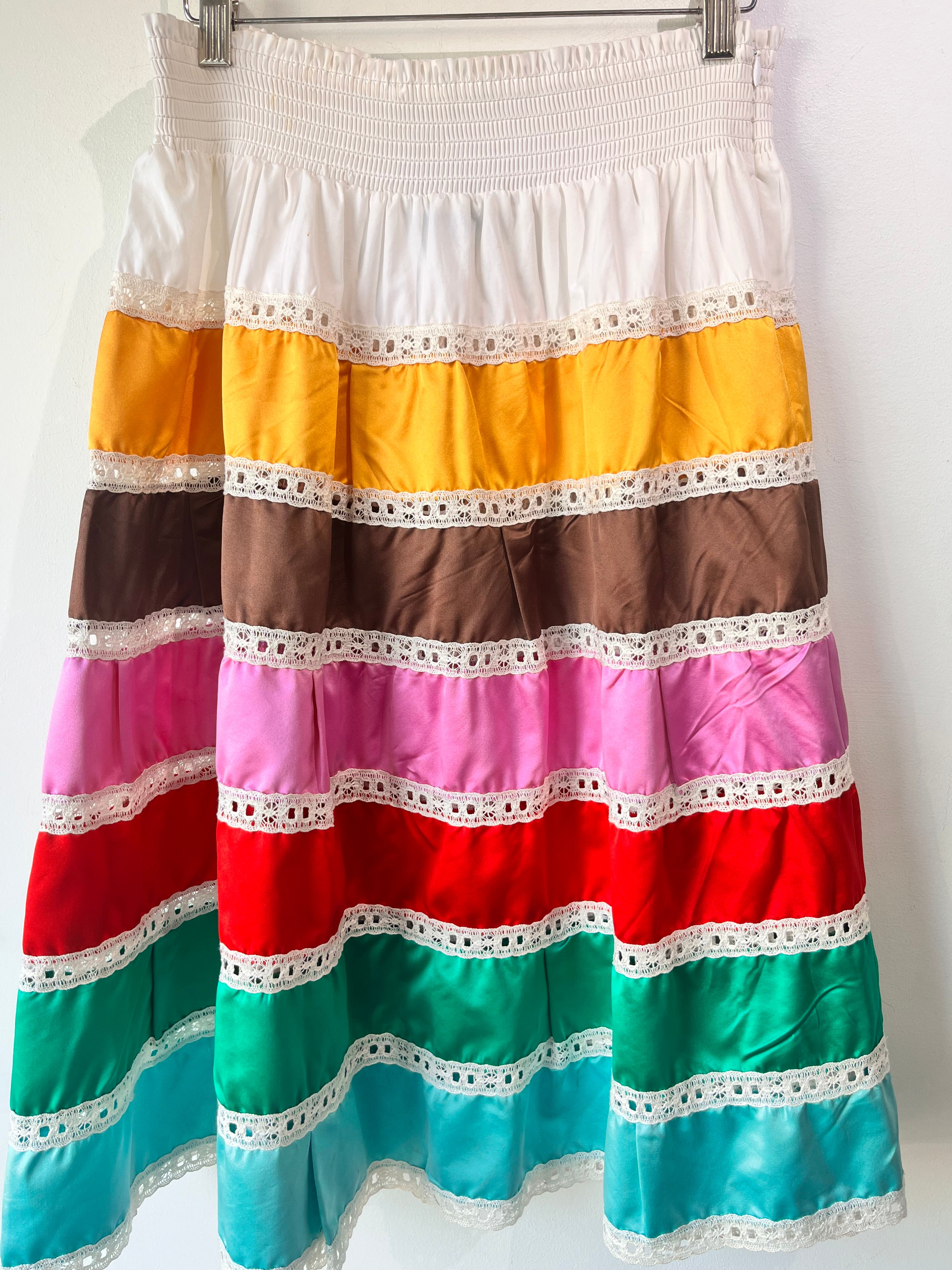 Prada Rainbow Tiered Silk Midi Length Skirt – The Curatorial Dept.