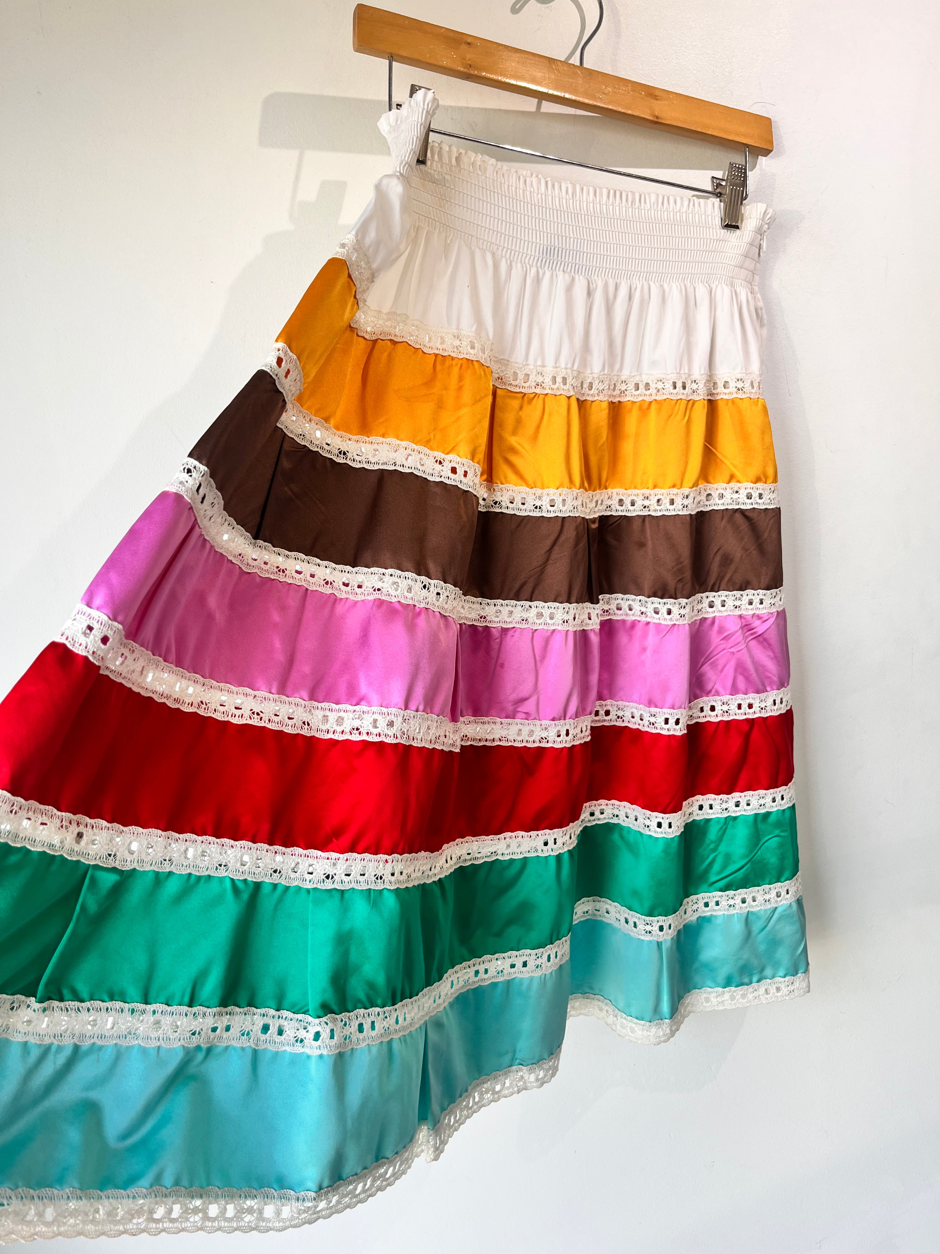 Prada Rainbow Tiered Silk Midi Length Skirt – The Curatorial Dept.