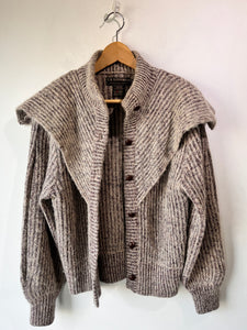 I.B. Diffusion Purple and Grey Cape Shoulder Cardigan