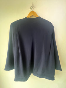 Flora Kung Navy Silk Blazer