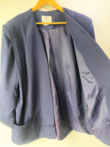 Flora Kung Navy Silk Blazer