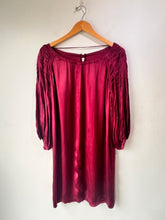 Prada Garnet Red Silk Gathered Sleeve Dress