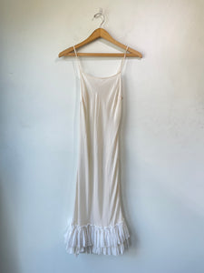 Dosa White Silk Ruffle Slip Dress