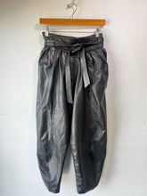 Vintage 1980s Black Pleated Leather Pants