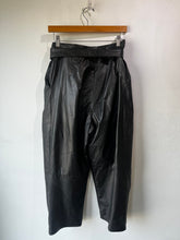 Vintage 1980s Black Pleated Leather Pants