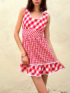 Vintage Young and Innocent Red and White Picnic Dress