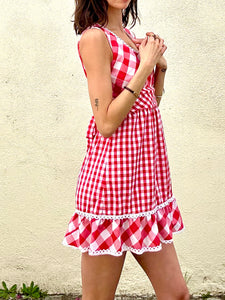 Vintage Young and Innocent Red and White Picnic Dress