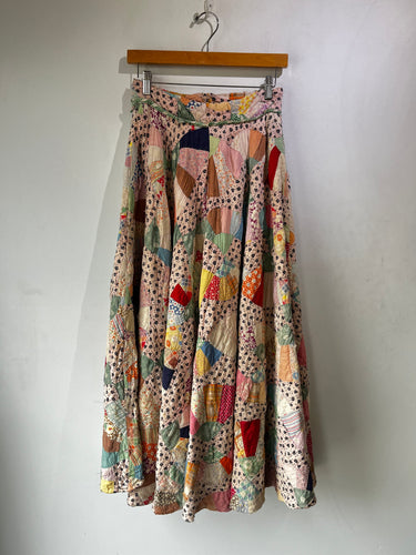 Vintage Handmade Patchwork Quilt Maxi Skirt