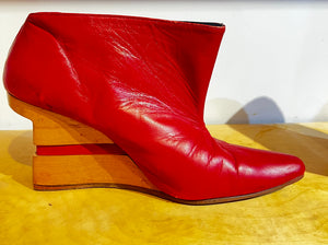 Michelle Mason Red Pointy Toe Booties