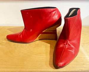 Michelle Mason Red Pointy Toe Booties