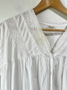 Straw London White Cotton Nightgown