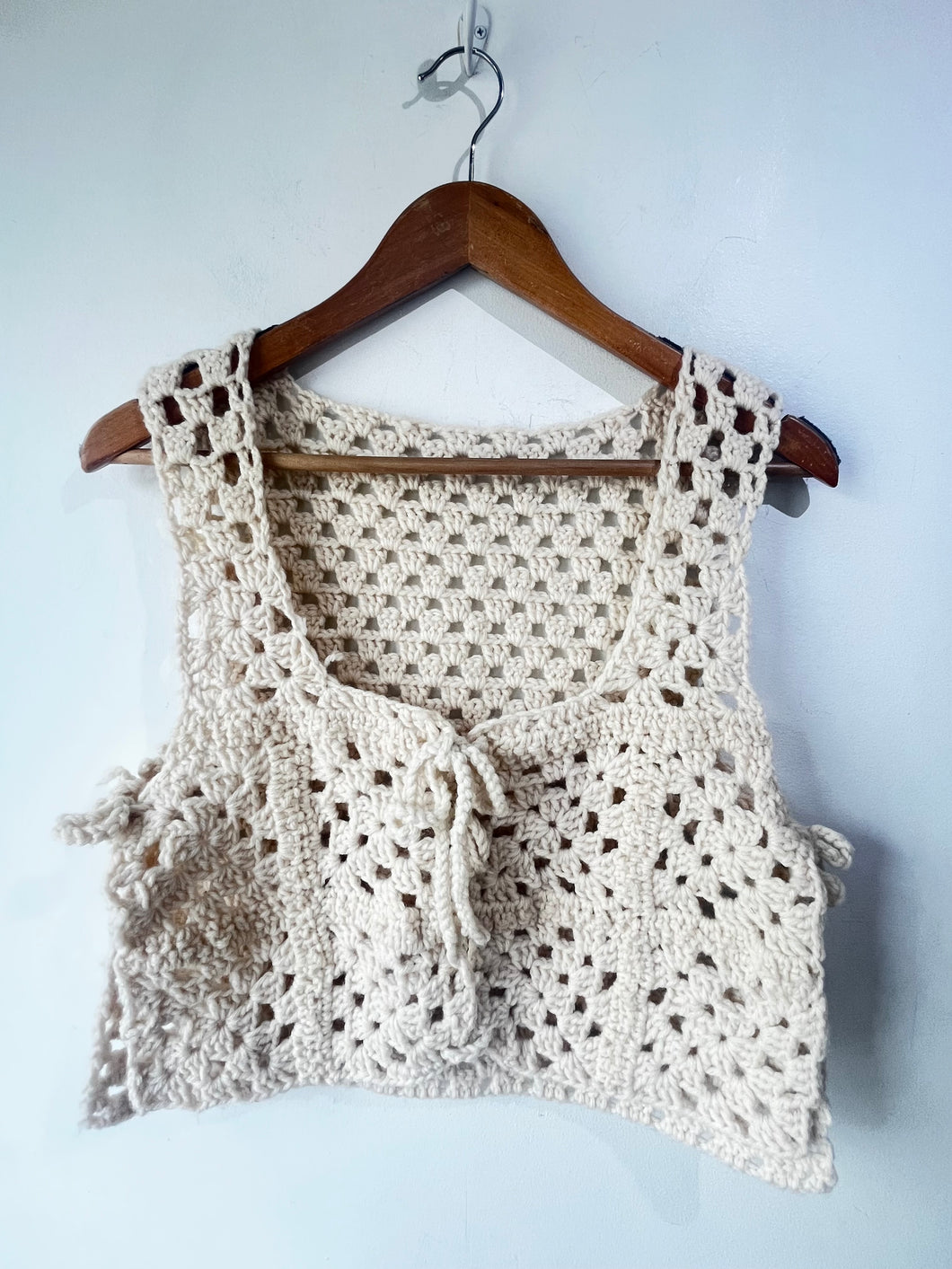 Cream Wool Crochet Vest