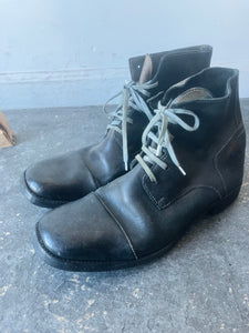 Black Handmade Lace Up Boots Men's 11