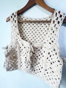 Cream Wool Crochet Vest