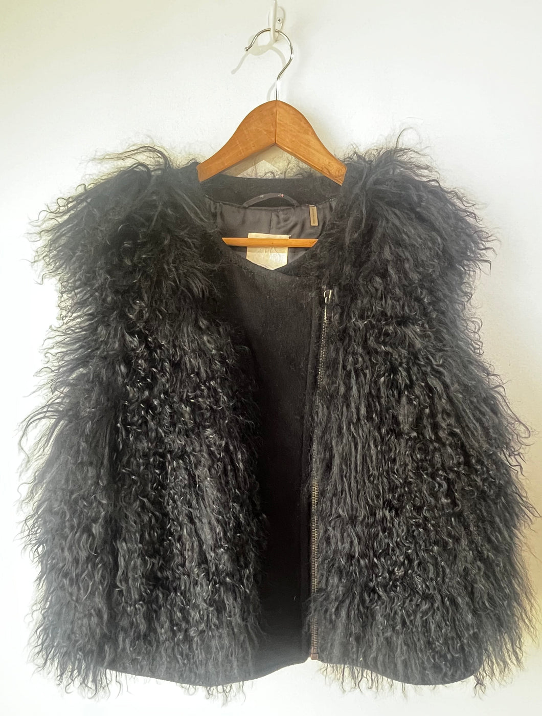 Rebecca Taylor Black Mongolian Fur Vest