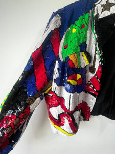 Vintage French Collizioni Multi Color Sequin Jacket