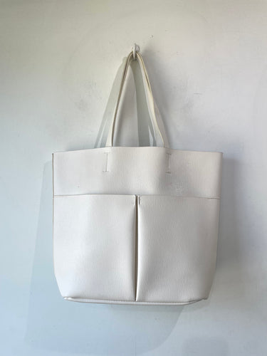 Neiman Marcus White Faux Leather Bag