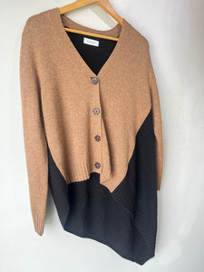 Naadam Brown and Black Color Block Cashmere Blend Cardigan