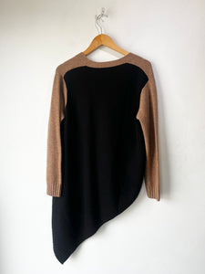 Naadam Brown and Black Color Block Cashmere Blend Cardigan