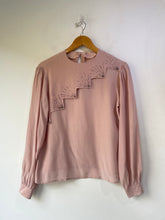 Vintage Pink Beaded Silk Top with Jagged Edge