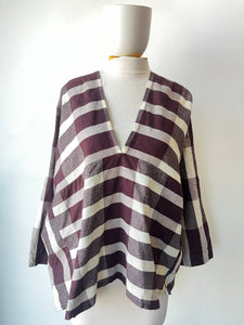 Humanoid Eggplant and White Mixed Gingham Top