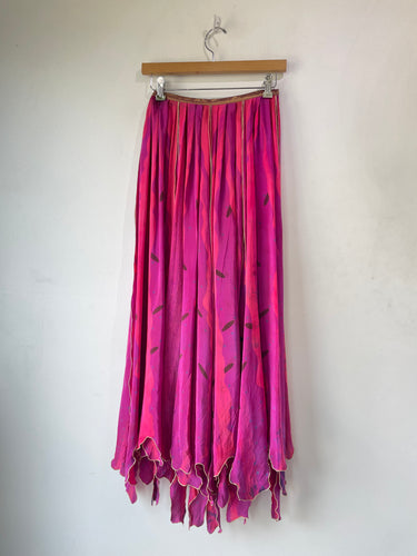 Vintage Issey Miyake Magenta Silk Print Mermaid Skirt