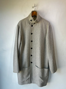 Patrik Ervell Wool and Cotton Grey Stripe Overcoat