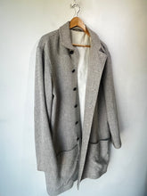 Patrik Ervell Wool and Cotton Grey Stripe Overcoat