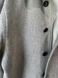 Patrik Ervell Wool and Cotton Grey Stripe Overcoat