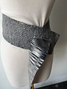 Black and White Wide Woven Belt