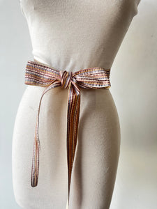 French Gear Striped Silk Obi Belt