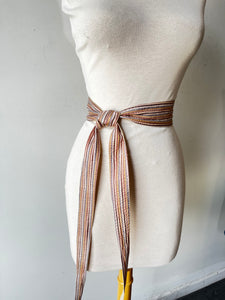 French Gear Striped Silk Obi Belt