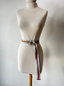 Dutzi Brown, Grey and White Nylon Web Belt