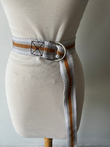 Dutzi Brown, Grey and White Nylon Web Belt