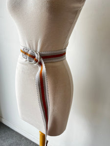 Dutzi Brown, Grey and White Nylon Web Belt