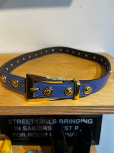 Vintage The Limited Blue Leather Belt with Gold Lions