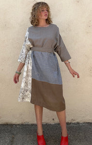 Aodress Blue, Brown and Gingham Dress