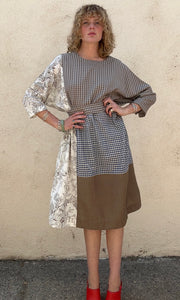 Aodress Blue, Brown and Gingham Dress