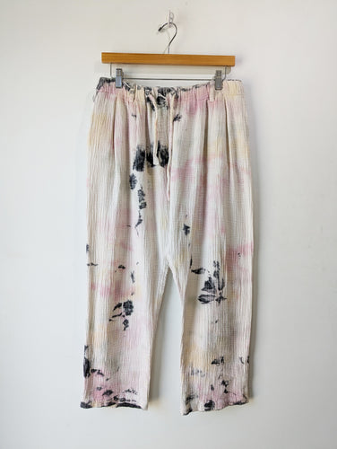 Raquel Allegra White, Pink, and Black Tie-Dye Pants