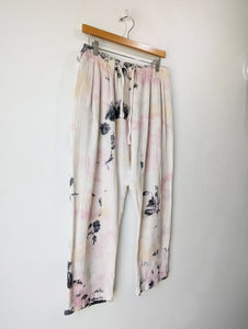 Raquel Allegra White, Pink, and Black Tie-Dye Pants
