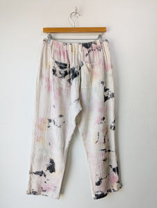 Raquel Allegra White, Pink, and Black Tie-Dye Pants