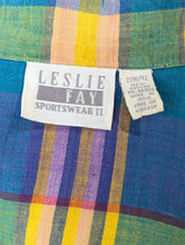 Leslie Fay Aqua Purple and Yellow Plaid Skirt Set