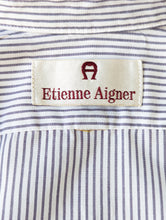 Etienne Aigner Grey & White Striped Shirt with Lace Detail